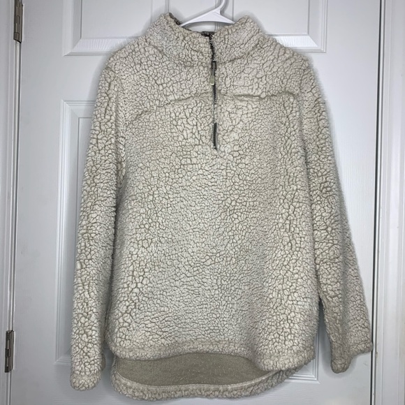 GreenTea Jackets & Blazers - GreenTea cream Sherpa pullover jacket